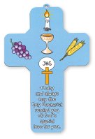 Wood Cross 7 1/4 inch/Communion Symbolic   (C12497)