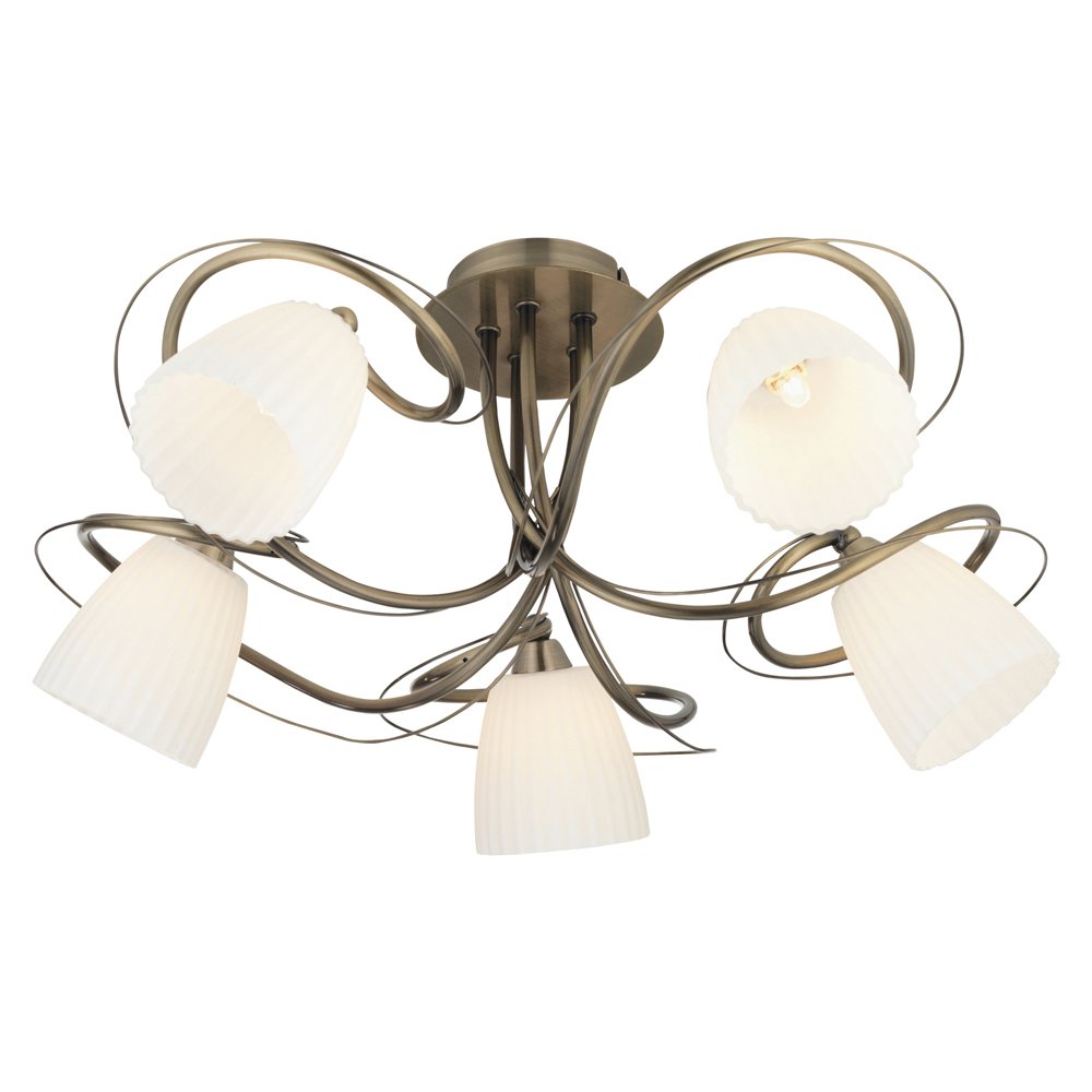 Oaks Leke Antique Brass 5 Ceiling Light