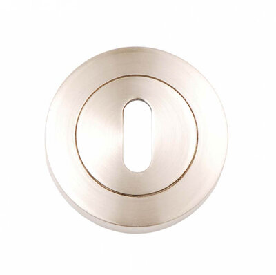 Satin Nickel Plated Keyhole Escutcheon on Screw Rose DH003611