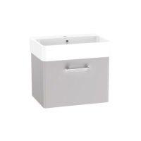 Tucker French Dartford 600mm Wall Mounted Single Drawer Basin Unit Matt Light Grey