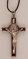 Metal/Brown Enamel Benedict Crucifix- 3 inch   (1226/BR)