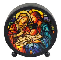 Metal Plaque with Light/Nativity   (89098)