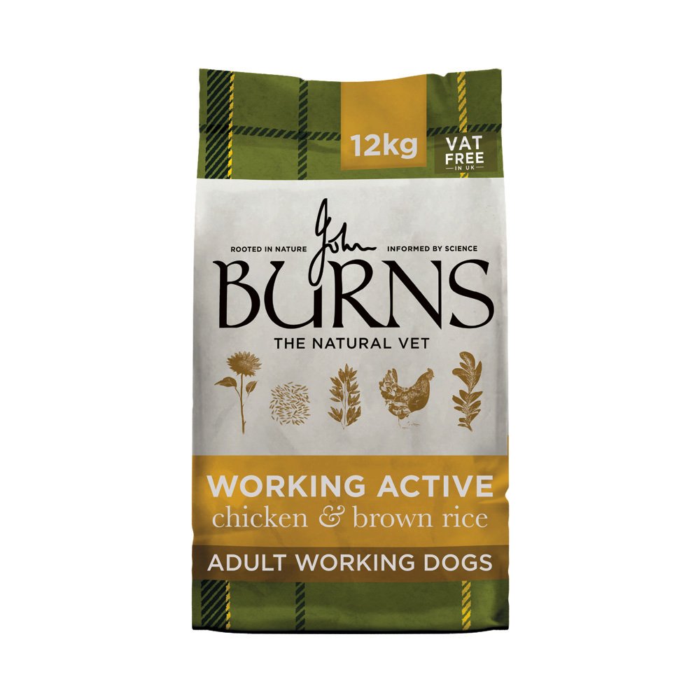 Burns 0003 Adult Dog Active Working Dog Chicken and Rice Dry Food 12kg