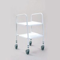 The White Kitchen Trolley Aid comes with plastic trays that clip on/off.