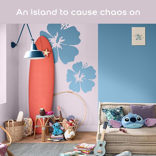 Kids Bedroom painted in Dulux Easycare Disney Stitch Cosmic Rose