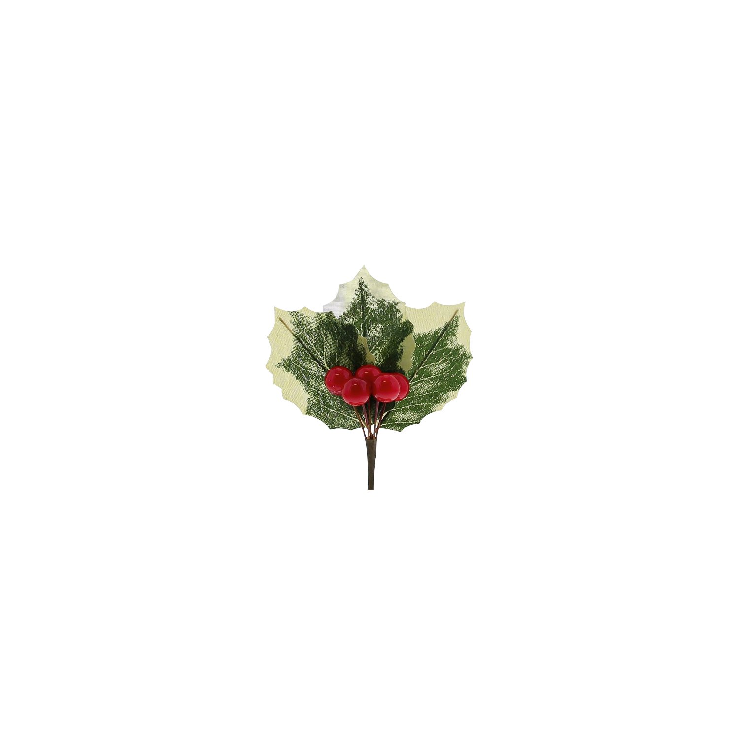 3 Holly leave with 5 red berries - 10 x 10 x 3cm x 72pcs