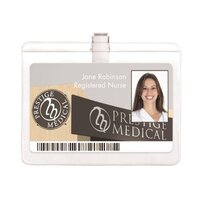 ID card Holder has a bulldog style clip for easy fastening to apparel or lanyard. 