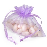 Organza Pouch Silver Dots On Lilac - 150 x 110mm