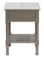 Khaki Side Table 1 Drawer 1 Shelf with White Marble