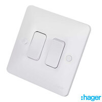 Hager Sollysta 10A Switch 2 Gang 2 Way WMPS22