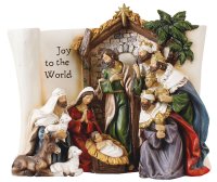 Resin Nativity Plaque 9 inch with 10 Figures   (89628)