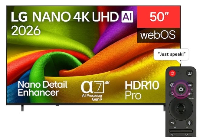 Front view of LG NANO 4K UHD AI NU85 50 inch Smart TV