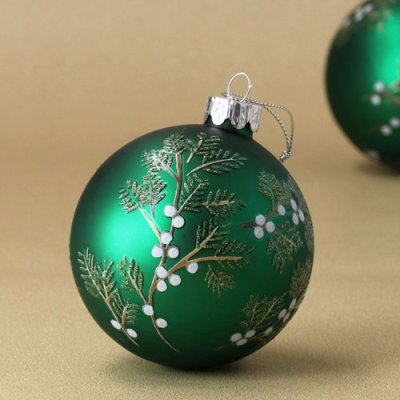 Forest Green Bauble with White Berries