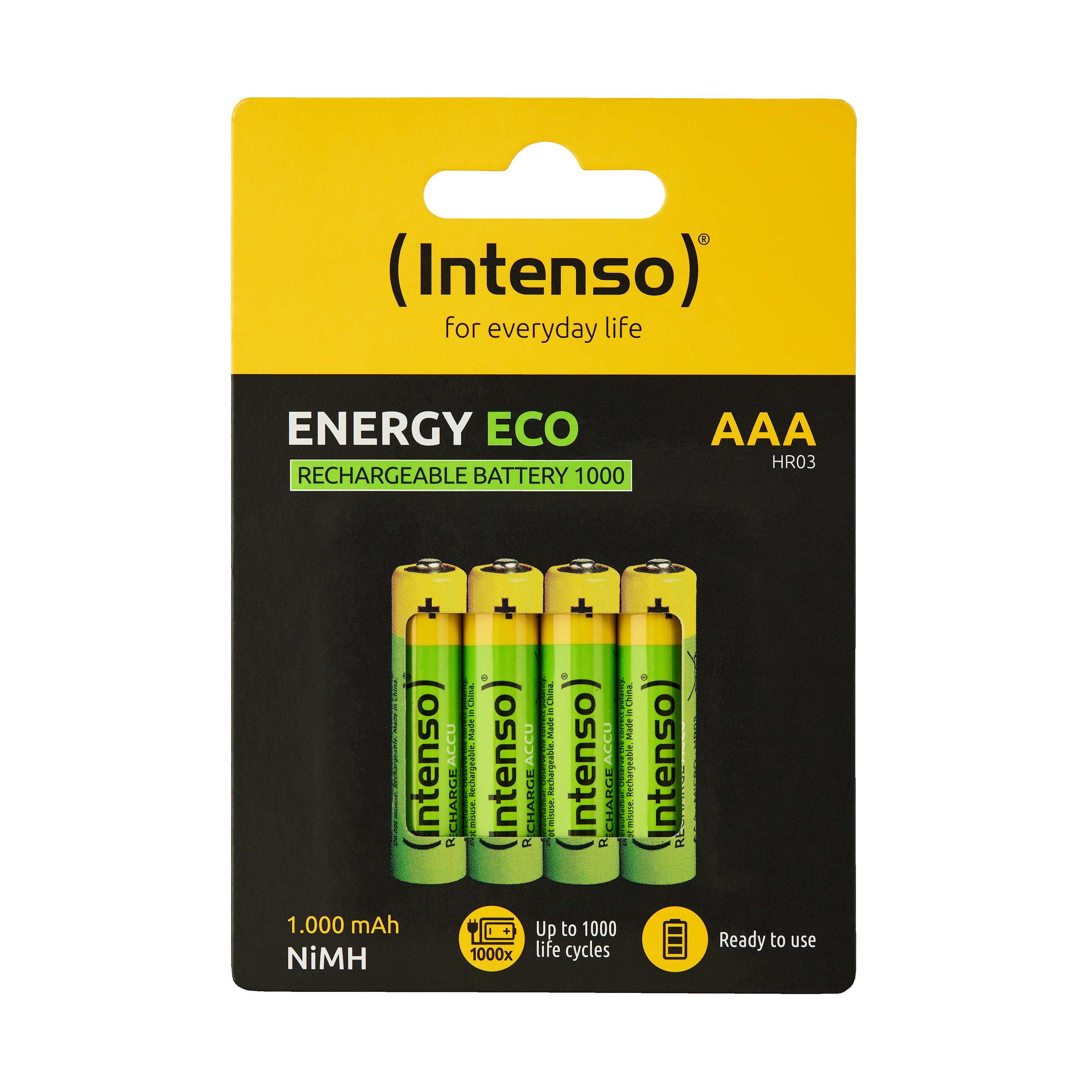 Four-pack of Intenso Energy Eco AA NiMH batteries with 2600 mAh rating