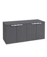 STOCKHOLM 120CM WALL HUNG FOUR DOOR MIDNIGHT GREY MATT COUNTERTOP VANITY UNIT - BRUSHED CHROME HANDLE