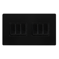 10AX INGOT 6 GANG 2 WAY SWITCH - MATT BLACK COVER PLATE - BLACK INSERT