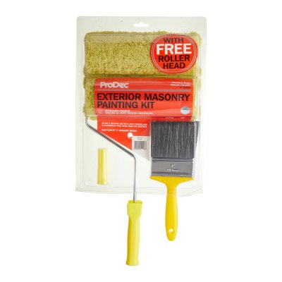 ProDec 6pc Twin Head 10" Long Pile Padded Masonry Roller, 4" Brush & 4'-8' Pole Set