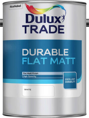 Dulux Trade Durable Flat Matt White 5L Paint 5082008