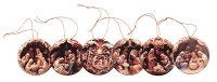 Wood Christmas Tree Ornaments/Set of 6   (89210)