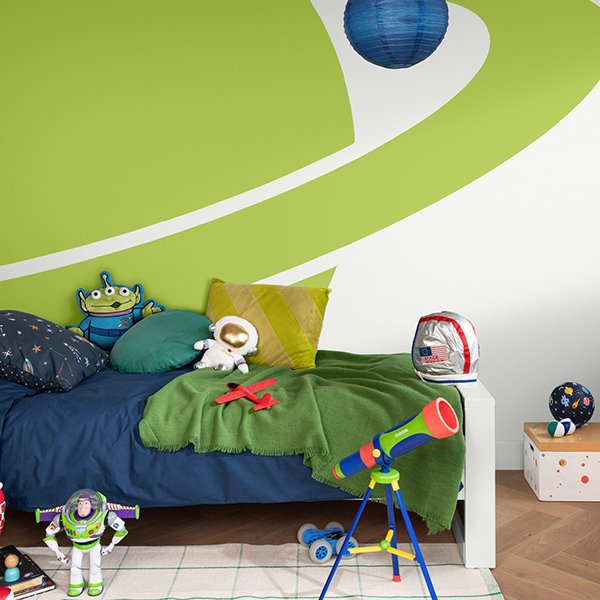 Kids Bedroom painted in Dulux Easycare Pixar Toy Story Galactic Grey