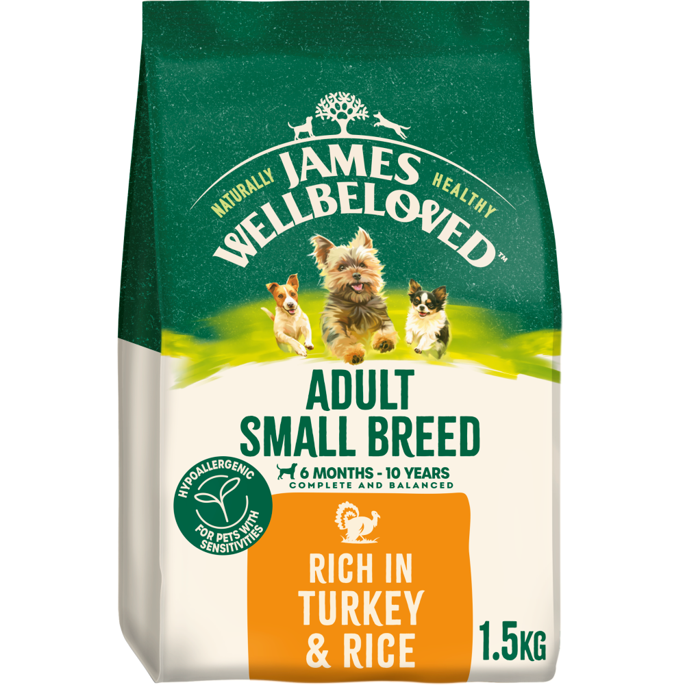 James Wellbeloved Adult Dog Small Breed Rich in Turkey and Rice Dry Food 1.5kg DL09C