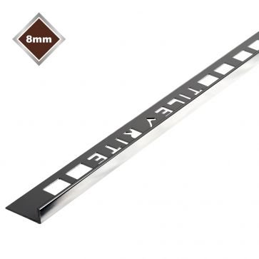 L-Shaped Tile Trim Bright Silver 8mm 2.4m