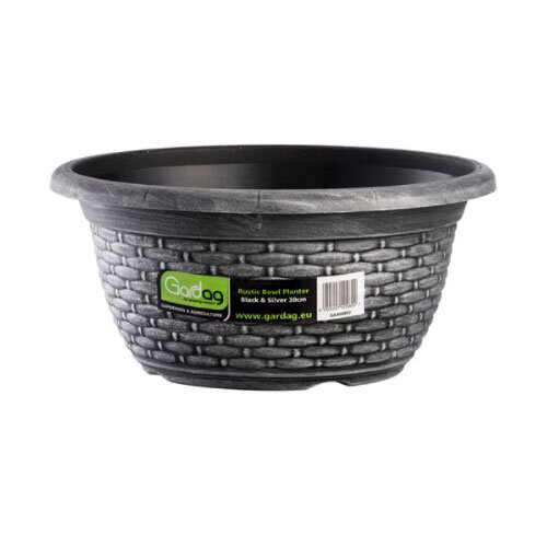 Rustic Bowl Planter 30cm Black/Silver