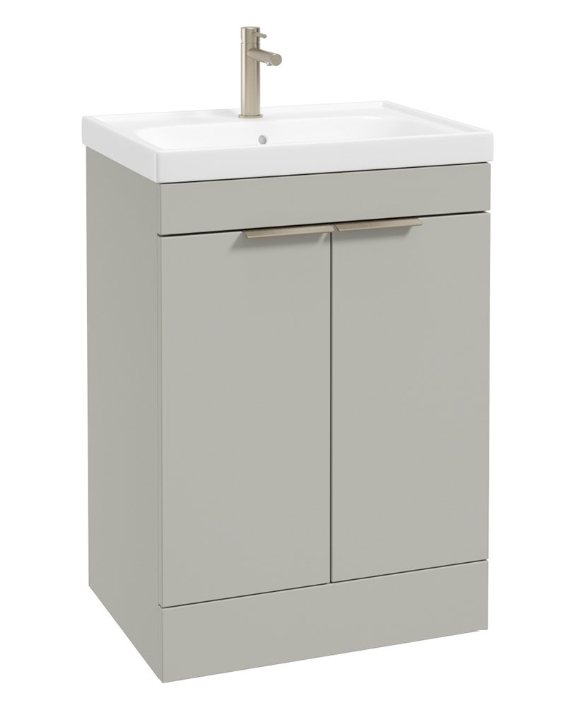 STOCKHOLM-Floorstanding-60cm-Two-Door-Vanity-Unit-Matt-Arctic-Grey---Brushed-Nickel-Handles