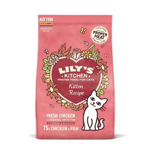 Lilys Kitchen Pet Food KITTEN DRY Chicken & White Fish X 4 X 800g