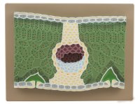 Dicot leaf model showing epidermis, palisade and spongy mesophyll, vascular bundle and stomata, size 150 x 100 x 60 mm.