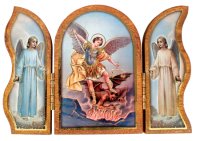 Wood Triptych/Gold Foil/Saint Michael   (56204)