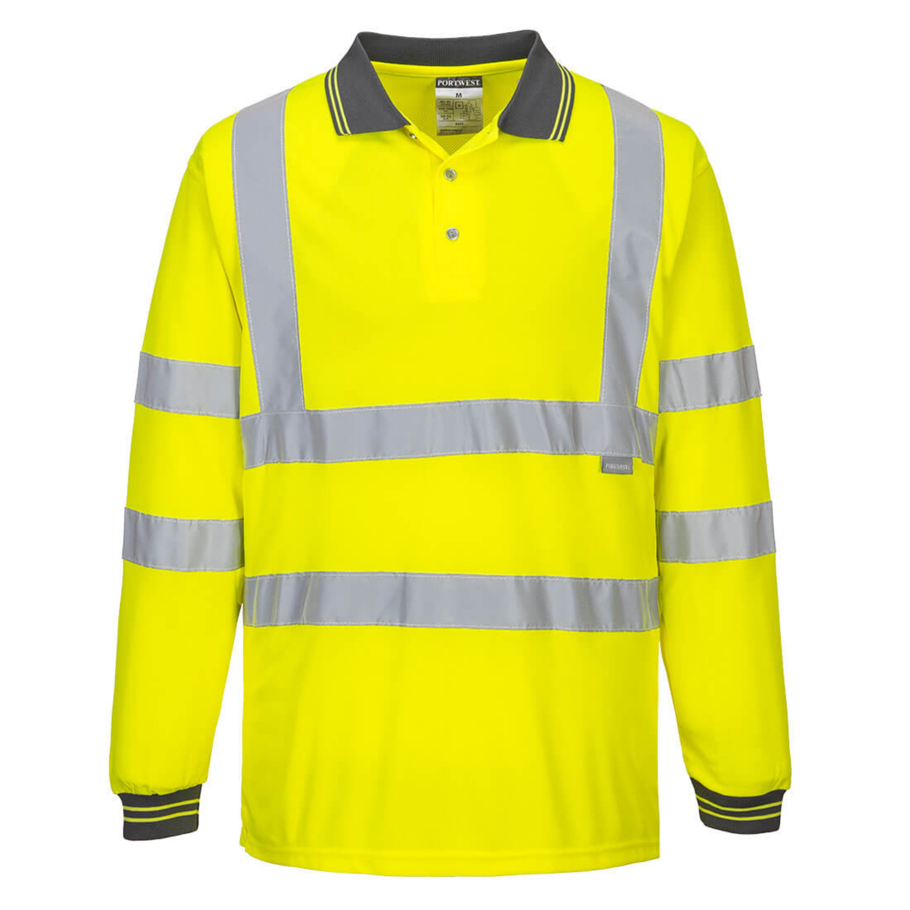 Hi-Vis Long Sleeved Polo Shirt, Yellow