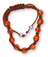 Macrame Rosary Bracelet/Resin/Brown   (63773)