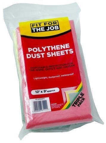 FFJPDSP3 3 PACK POLY DUST SHEETS 12 X 9