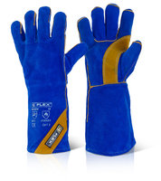 Click Leather Welders Gauntlet Blue/Gold H/Q Kevlar