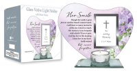 Glass Votive Light Holder/Photo Plaque/Her Smile (87458)
