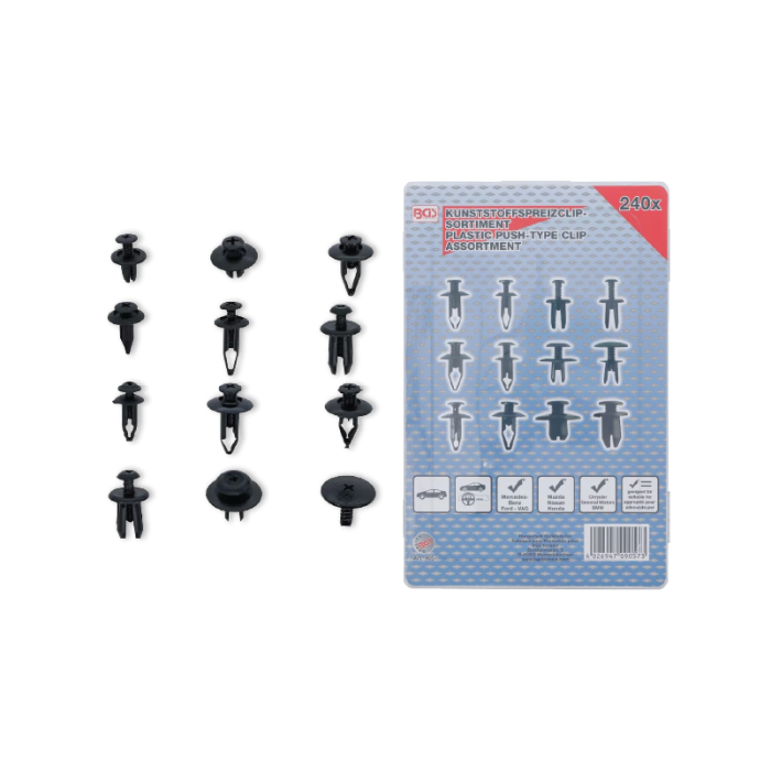 Plastic Push-Type Clip Assortment  (240pcs.)