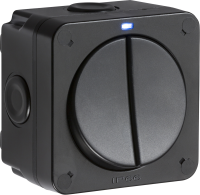 Knightsbridge 2G 2W IP66 Black Switch OP3