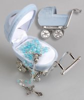 Glass Baby Rosary/Blue/Pram Box   (6103/BL)