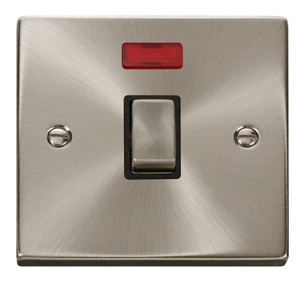 Click Deco 1G 20A Switch + Neon Satin Chrome Black Insert VPSC723BK