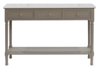 Khaki Console Table 3 Drawers 1 Shelf with White Marble 120x33x75cm