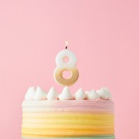 Gold Ombre Number '8' Candle