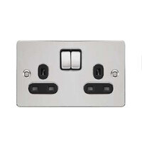 Schenider Flat Plate 2 Gang 13 Amp Switched Socket