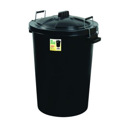 85L Black Dustbin & Lid with Clips