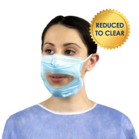 Smile Shield face mask with the clear panel for greater communication.