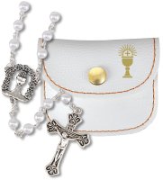 Communion Rosary/Imit.White Pearl In Purse   (C61620)