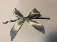BOW SILVER SATIN 15MM X 75MM W/TIE TWIST