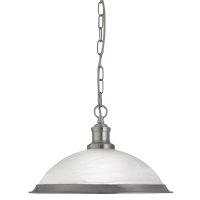 BISTRO 1 LIGHT  CEILING BAR, SATIN SILVER WITH MARBLE GLASS SHAD