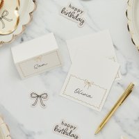 Wavy Edge Bow Paper Place Cards - Pack of 8