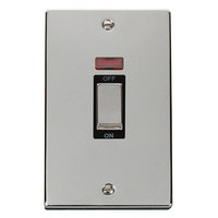 Click Deco CLICKVPCH503BK Polished Chrome 2G 45A DP Switch Neon Black Trim